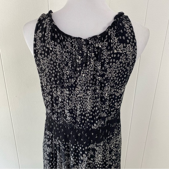 Bila Maxi Dress Sz XL Black Handkerchief Hem Floral Gauze Boho 90s Style Flowy - Picture 9 of 16